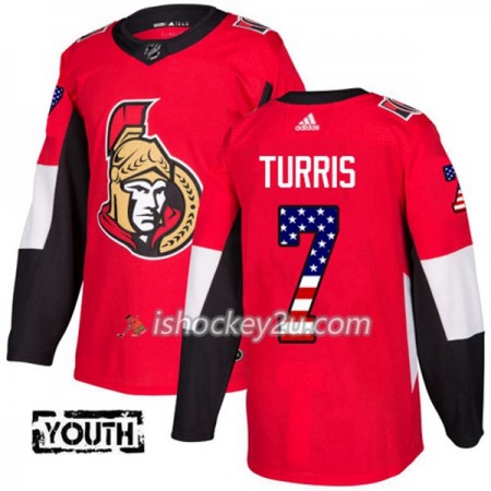 Børn NHL Ottawa Senators Trøje Kyle Turris 7 Adidas 2017-2018 Rød USA Flag Fashion Authentic